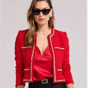 Generation Love Red Blaire Embellished Tweed Jacket